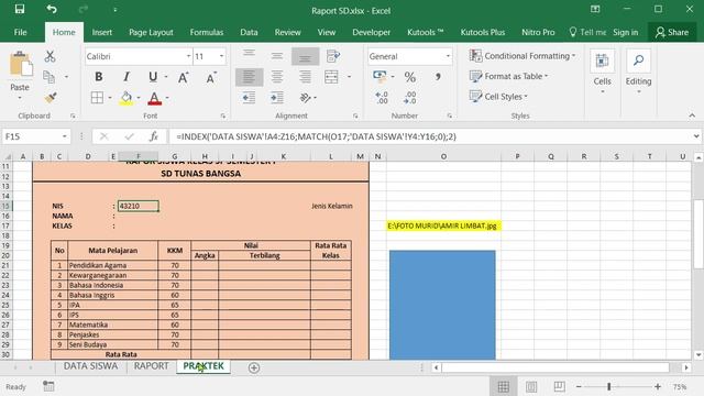 Excel Tutorial Membuat Rapor Siswa ada Navigasi List dan Cara Memasukkan Foto ke Rapor Siswa смотреть онлайн