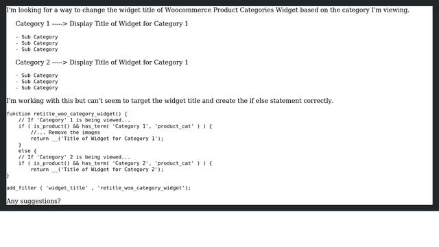 Wordpress: Change Woocommerce Product Categories Widget 'Title' based on Product Category смотреть онлайн