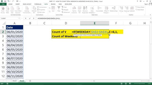 PART 117 - HOW TO COUNT TOTAL WEEKDAYS & WEEKENDS IN MS EXCEL (TAMIL) | Kallanai YT смотреть онлайн