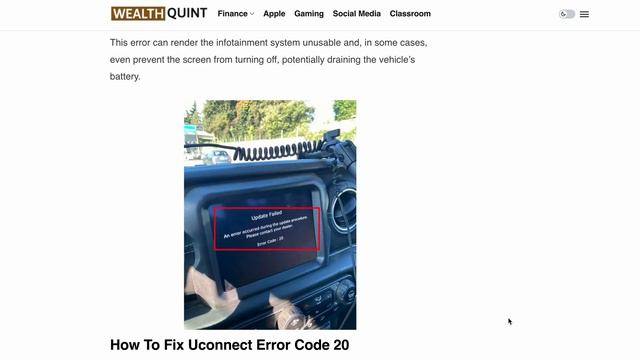 How to Fix Uconnect Error Code 20 Update Failed An Error Occurred During the Update Procedure смотреть онлайн