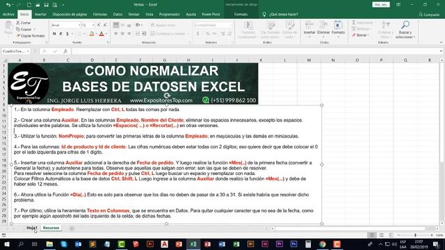 COMO NORMALIZAR BASES DE DATOS EN EXCEL 2019 COMO APRENDER EXCEL COMO CREAR UN DASHBOARD 2DO. VIDEO смотреть онлайн