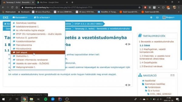 EKE e-learning (moodle) felület használata
