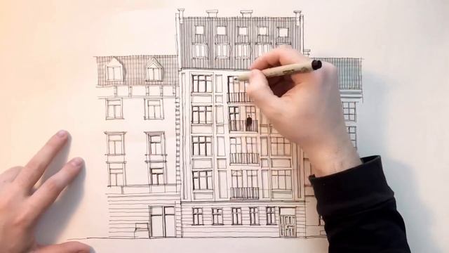 Как нарисовать фасад? House.1 Germany/ Timelapse. смотреть онлайн