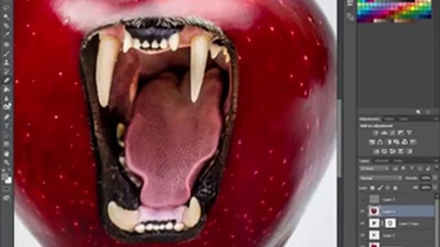 Man Eating Apple Manipulation In Adobe Photoshop смотреть онлайн