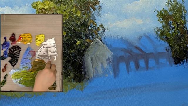 Пишем дом у озера. Мастер-класс по объемной живописи маслом. смотреть онлайн