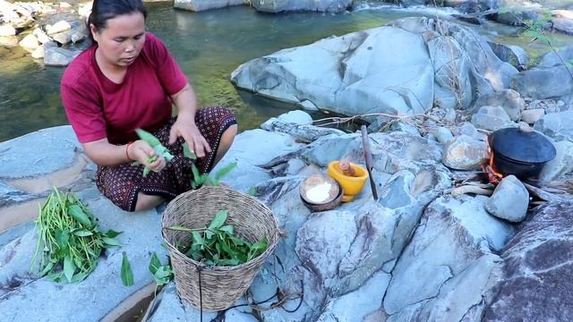 survival in the rainforest - cooking snails with ipomoea aquatica - eating delicious смотреть онлайн