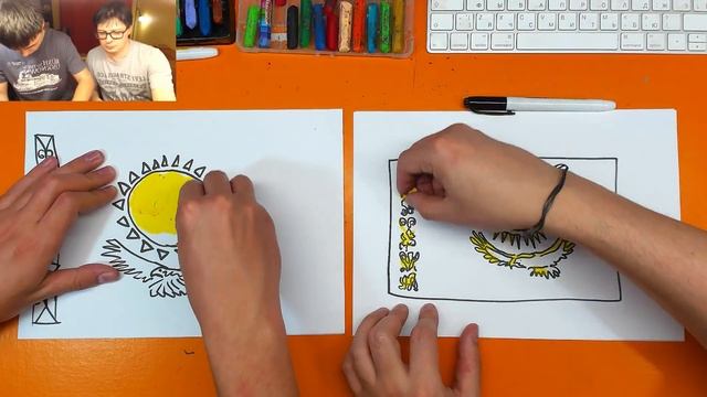 Рисуем ФЛАГ КАЗАХСТАН / флаги мира смотреть онлайн