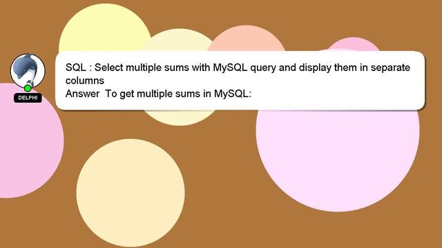 SQL : Select multiple sums with MySQL query and display them in separate columns смотреть онлайн