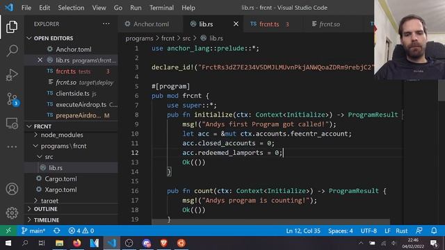 Writing A Solana Program With Anchor [Solana Tutorial] - Feb 4th '22