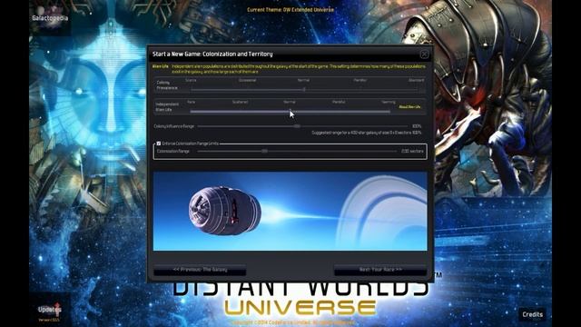 Distant Worlds Universe - Часть 2 - Обзор стартовых настроек