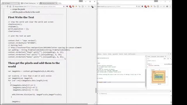 Creating Text With Cellular Automata - Hacking JavaScript Games based on Viewer Comments смотреть онлайн