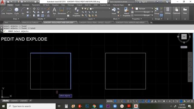 5 MODIFY TOOLS PEDIT AND EXPLODE USING AUTOCAD смотреть онлайн