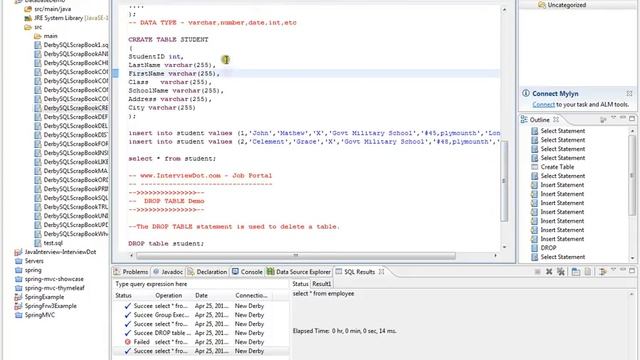 SQL CREATE TABLE смотреть онлайн