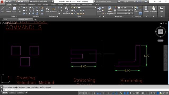 Stretch Command | AutoCAD смотреть онлайн