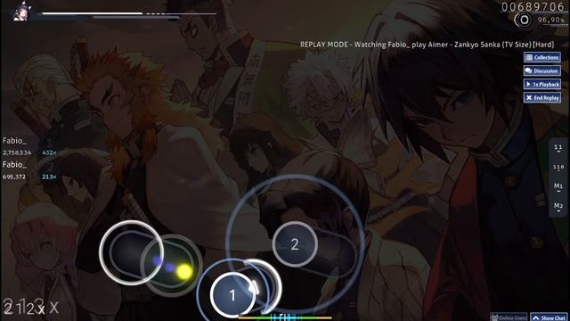 Osu! | Kimetsu no Yaiba: Yuukaku-hen OP | Zankyo Sanka - Aimer [HARD] смотреть онлайн