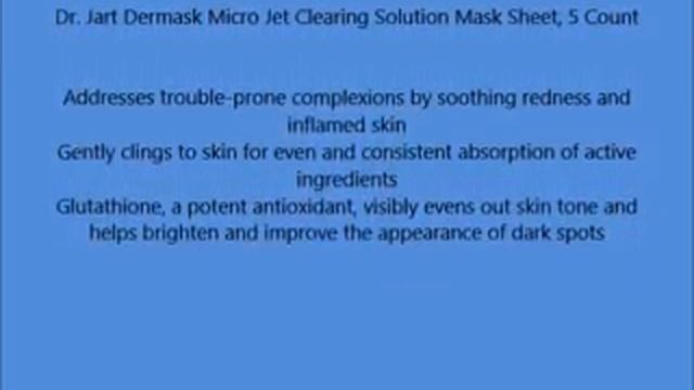 Dr Jart Dermask Micro Jet Clearing Solution Mask Sheet, 5 Count смотреть онлайн