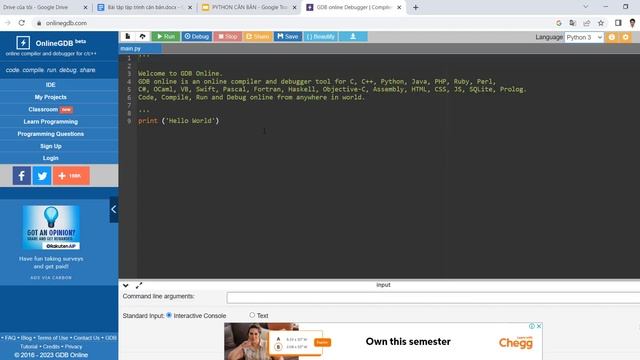 Bài tập 1 - In ra màn hình câu Hello Python смотреть онлайн