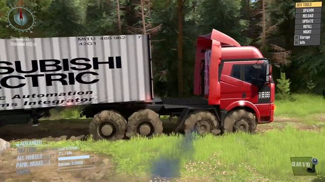 Spintires MudRunner - FAW Jiefang J6 Semi Truck Driving Through The Forest On The Off-road смотреть онлайн