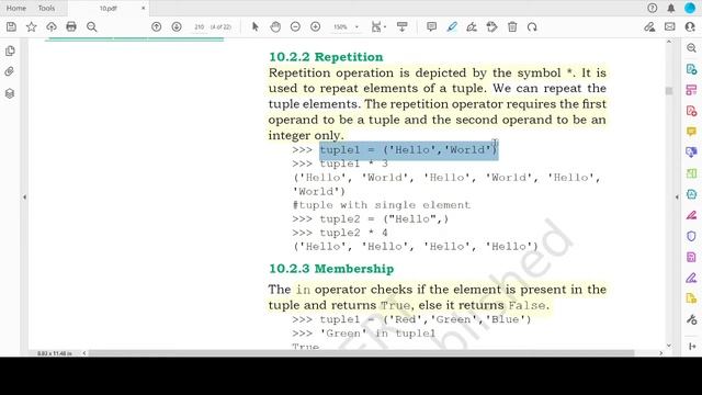 Operations on Tuples in Python: Concatenation, Repetition, Membership & Slicing operations: NCERT X смотреть онлайн
