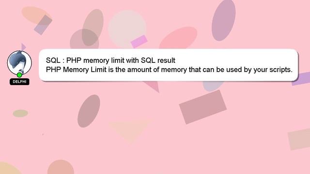 SQL : PHP memory limit with SQL result смотреть онлайн