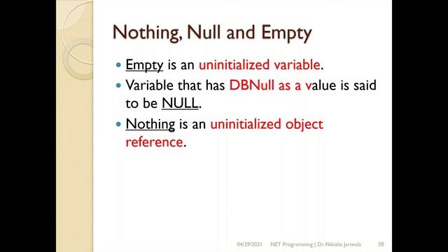 VB.NET Lecture 63(Part 4) - Nothing | Null | Empty | Hindi смотреть онлайн