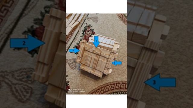 Деревянный дом - бунгало. Деревянный конструктор.  Вариант 2