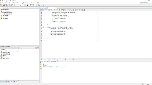 Java | Netbeans | Singly LinkedList | Add + Delete + Traverse смотреть онлайн