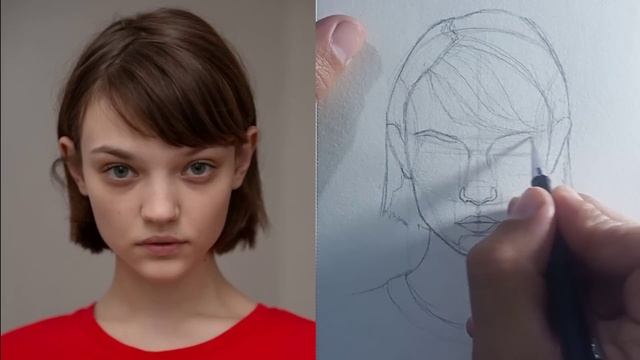 How to draw a portrait using Loomis method_ frontal view seen from an upward angle смотреть онлайн