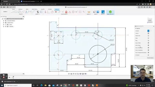 Fusion 360 Online Dimensions and Constraints Sketch смотреть онлайн