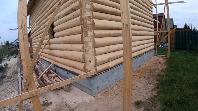 Грубая шлифовка.Конопатка и антисептирование сруба смотреть онлайн