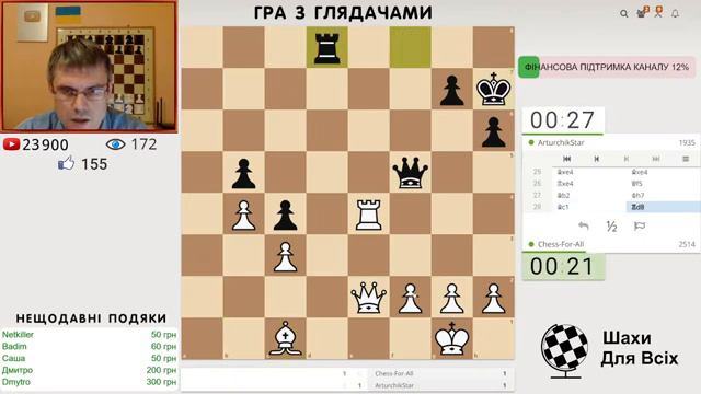 Шахи Для Всіх. ГРА З ГЛЯДАЧАМИ на lichess.org (16.10.2023) смотреть онлайн