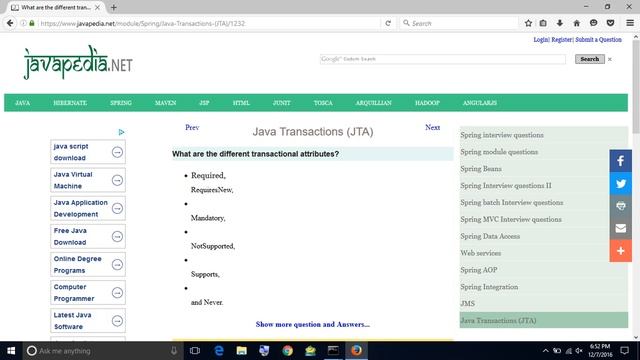 What are the different transactional attributes?
| javapedia.net смотреть онлайн