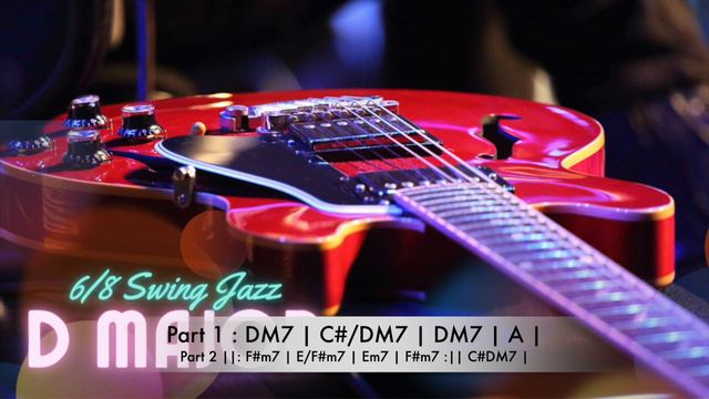 D Major Chord Melody Jazz Backing Track | Brush Drum 6/8 Swing Jazz Jam | Scale Cheat Sheet Below смотреть онлайн