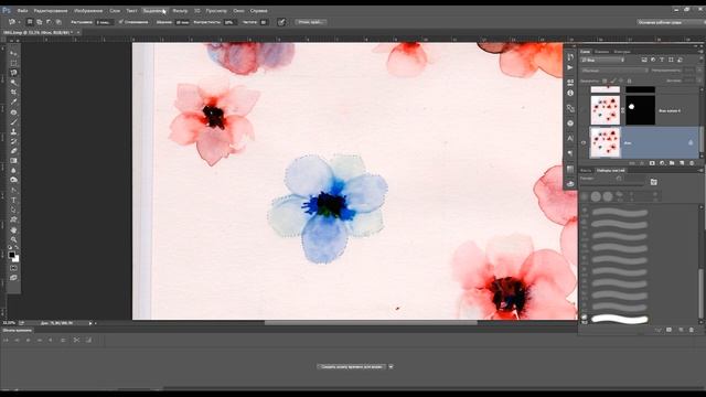 Hand Painted floral Watercolor brushes for Photoshop. Flower Photoshop Brushes. Digital brushes. смотреть онлайн