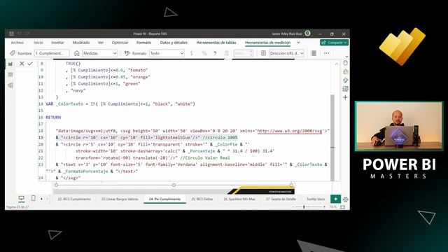 24. PIE SVG - gráfico circular de cumplimiento para Power BI смотреть онлайн