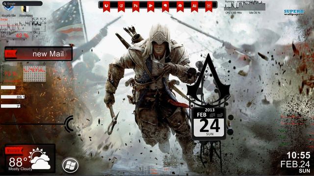 Best Assasins Creed 3 Desktop Rainmeter Theme смотреть онлайн