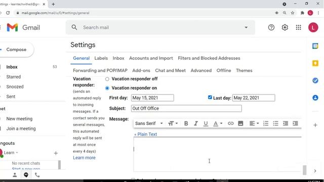 Out of Office in GMAIL смотреть онлайн