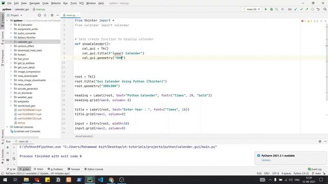 Create Calendar Using Python | Gui Calendar | Tkinter Project | Python | смотреть онлайн