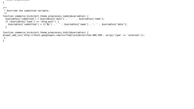 Drupal: How to resolve fatal error 'Cannot redeclare commerce_kickstart_preprocess_html'? смотреть онлайн