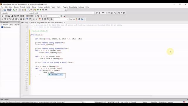 C program to find Sum of Array, Maximum value of Array, Minimum value of Array | C program | TECHIE смотреть онлайн