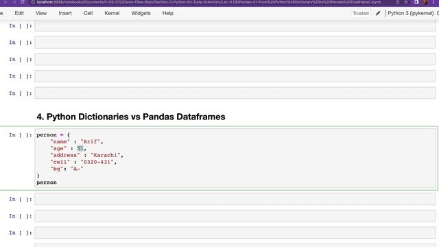 Lec-3.09 Pandas-01 From Python Dictionary to Pandas Dataframe (Arif Butt @ Data Science) смотреть онлайн