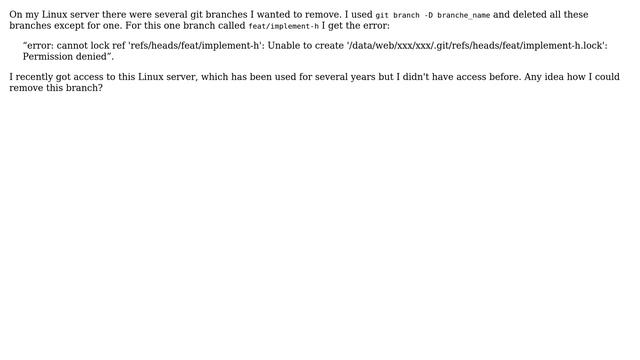 Git: trying to remove a local branch, but permission denied because of a locked file смотреть онлайн