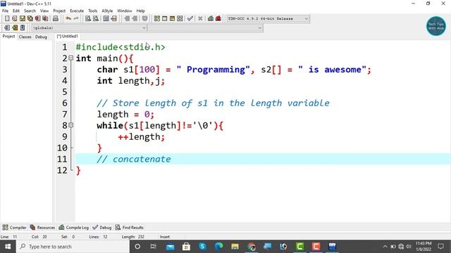 C Program to Concatenate Two Strings смотреть онлайн
