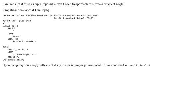 Databases: Dynamic ORDER BY clause in PL/SQL cursor смотреть онлайн