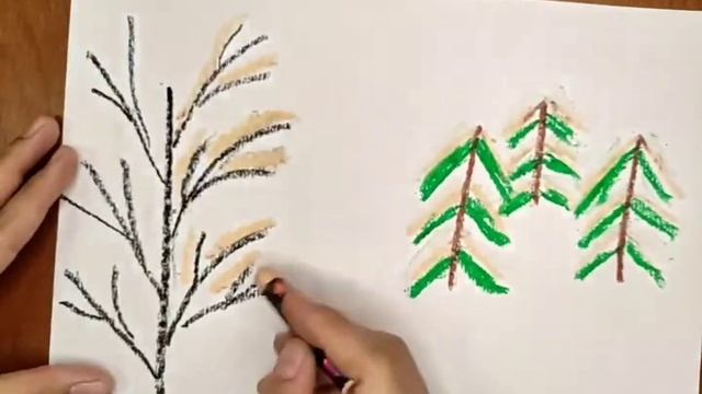 Рисуем с детьми Зимний пейзаж красками. Студия Наумка. смотреть онлайн