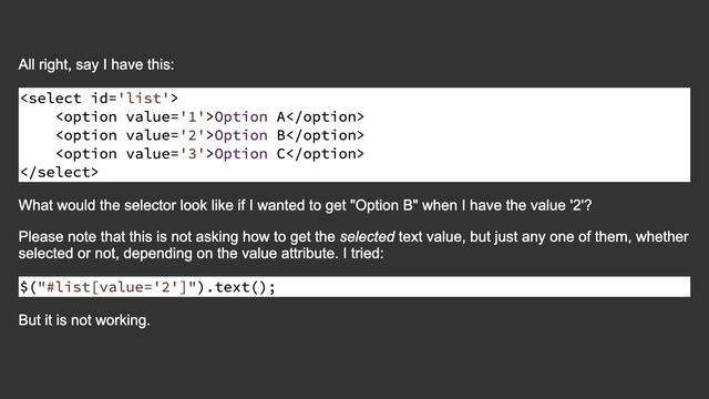 How to get specific option tag text with jQuery смотреть онлайн