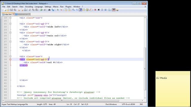 Bootstrap Tutorial for Beginners - 07 - The Grid Layout Part 5 - Offsets смотреть онлайн