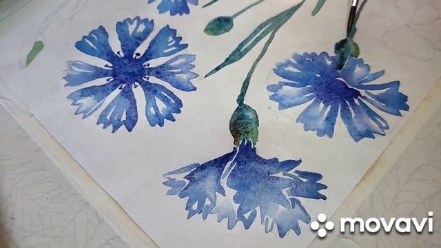 Рисуем васильки акварелью смотреть онлайн