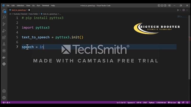 How to Convert Text to Speech Using Python | only 5 Lines of Code | смотреть онлайн