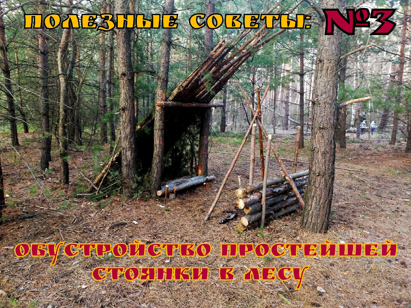 Как сделать простейшую стоянку в лесу. Выживание. Полезный Совет №3 смотреть онлайн
